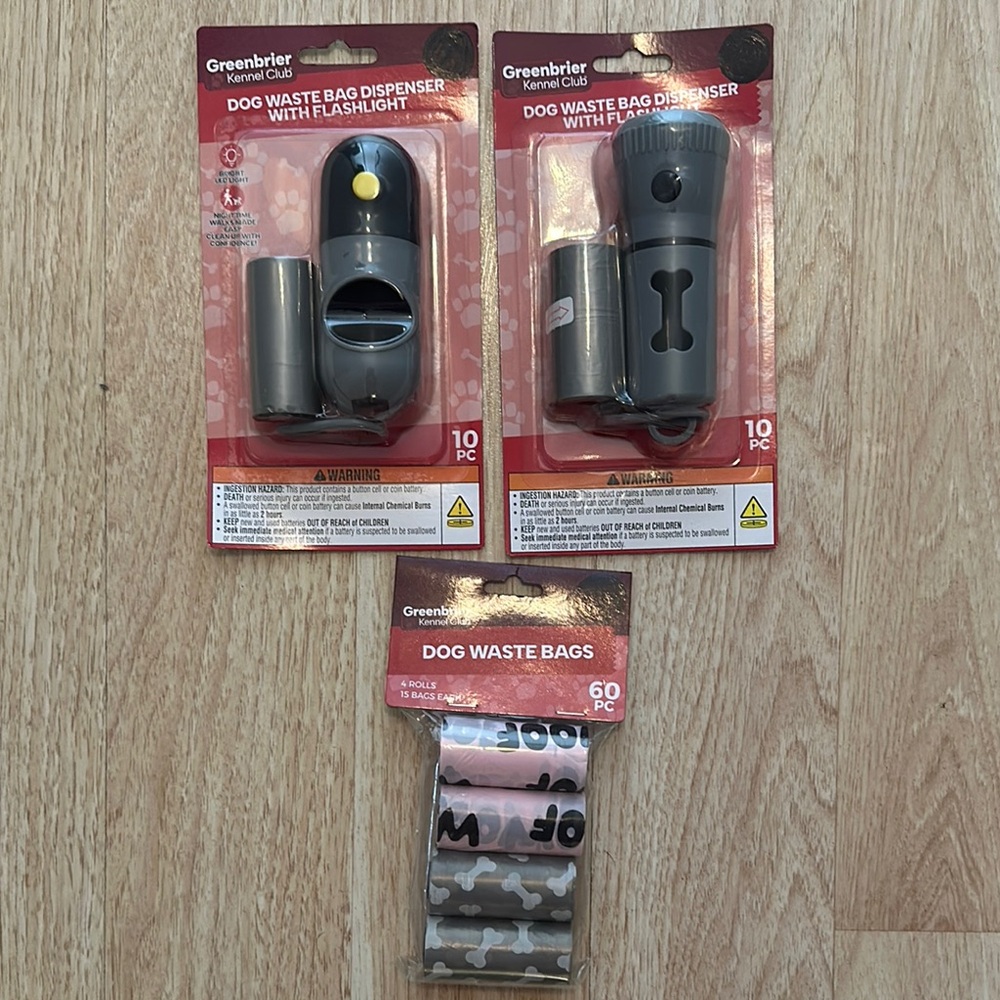 Dog Waste Bag Dispenser with Flashlight and Bags
